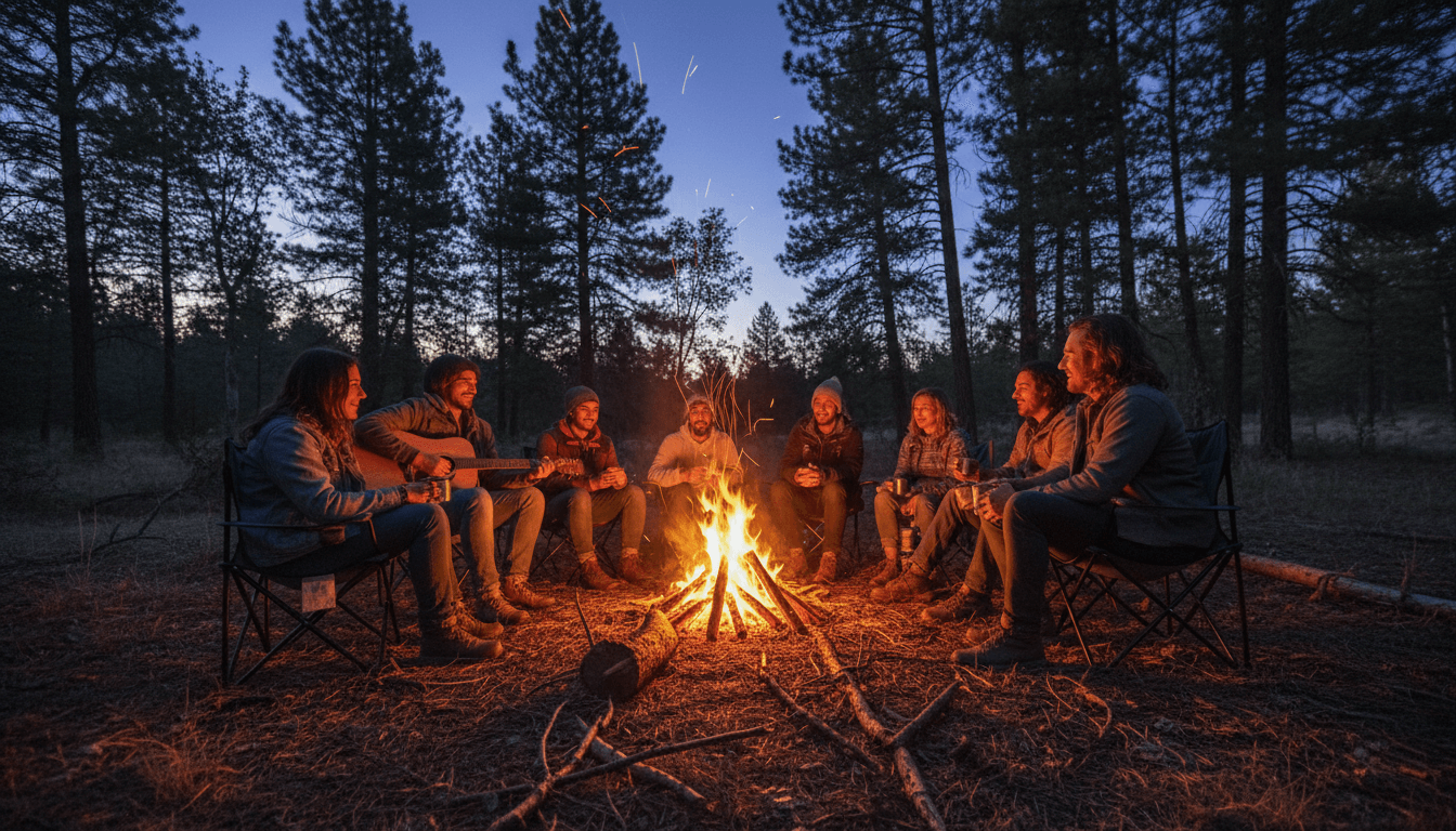 Austausch am Lagerfeuer am Abend